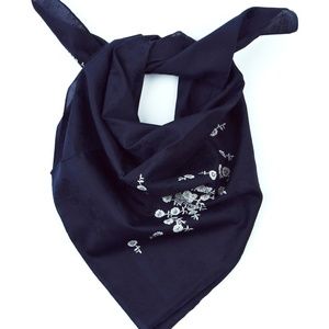 Geoffrey Beene - Cotton Silk Blend Jacquard Square Scarf NAVY
